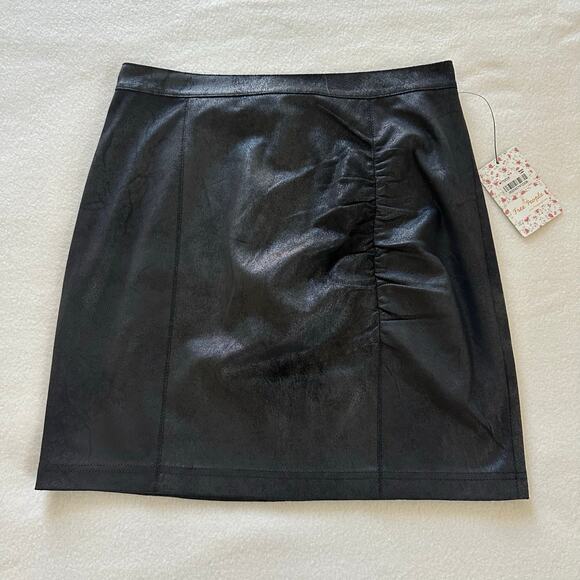 Free People Dresses & Skirts - Free People Black Vegan Leather Mini Skirt Size S NWT